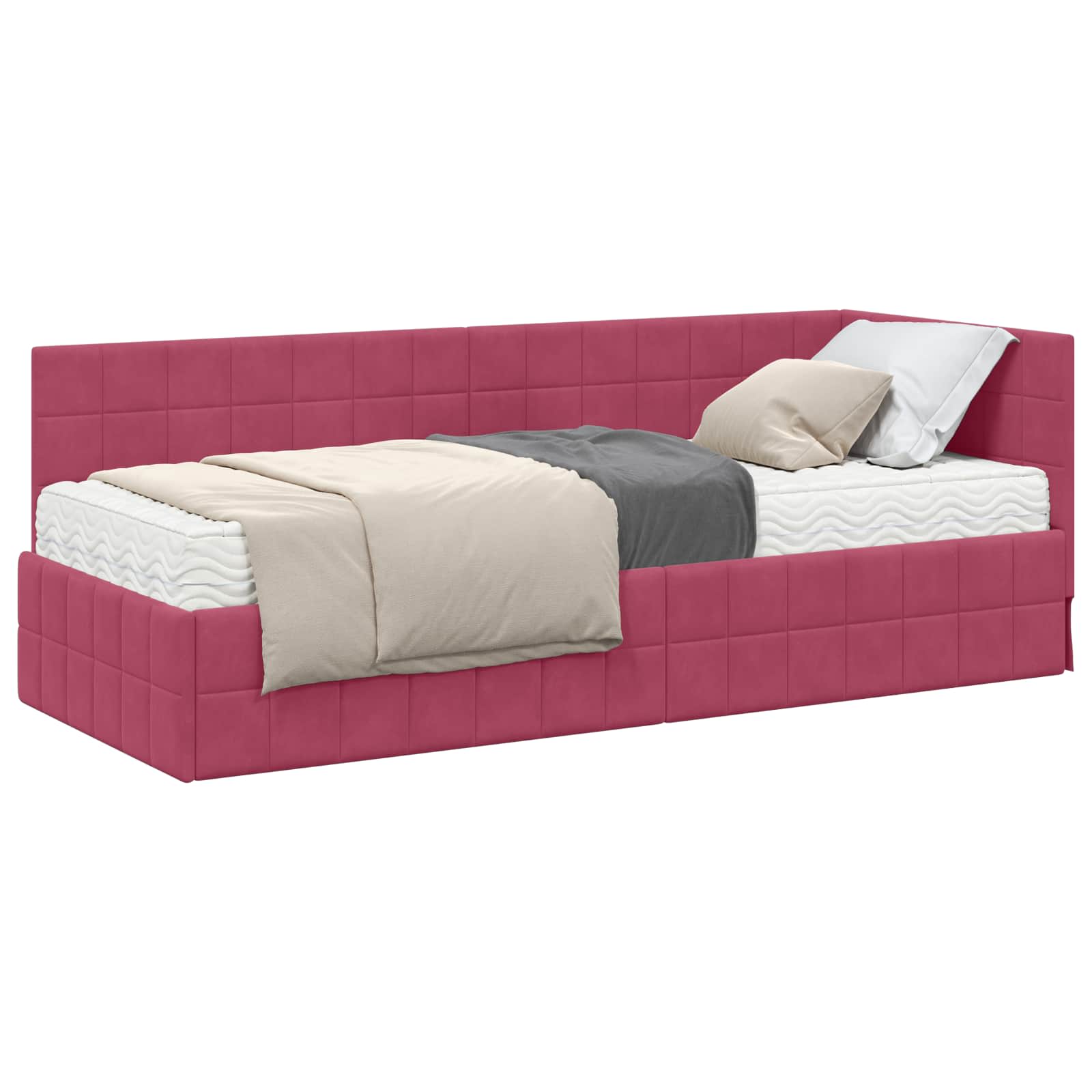 Hoekbedframe met Matras met hoofdeinde 2 pcs Groen Fluweel is nu te koop bij PeponiXL, paradijselijk wonen!