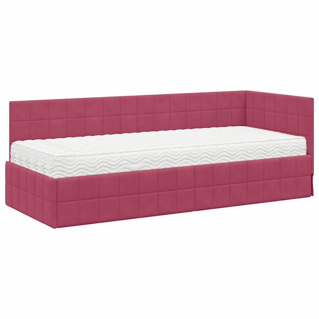 Hoekbedframe met Matras met hoofdeinde 2 pcs Groen Fluweel is nu te koop bij PeponiXL, paradijselijk wonen!