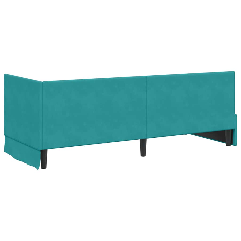 Hoekbedframe met Matras met hoofdeinde 2 pcs Turquoise Fluweel is nu te koop bij PeponiXL, paradijselijk wonen!