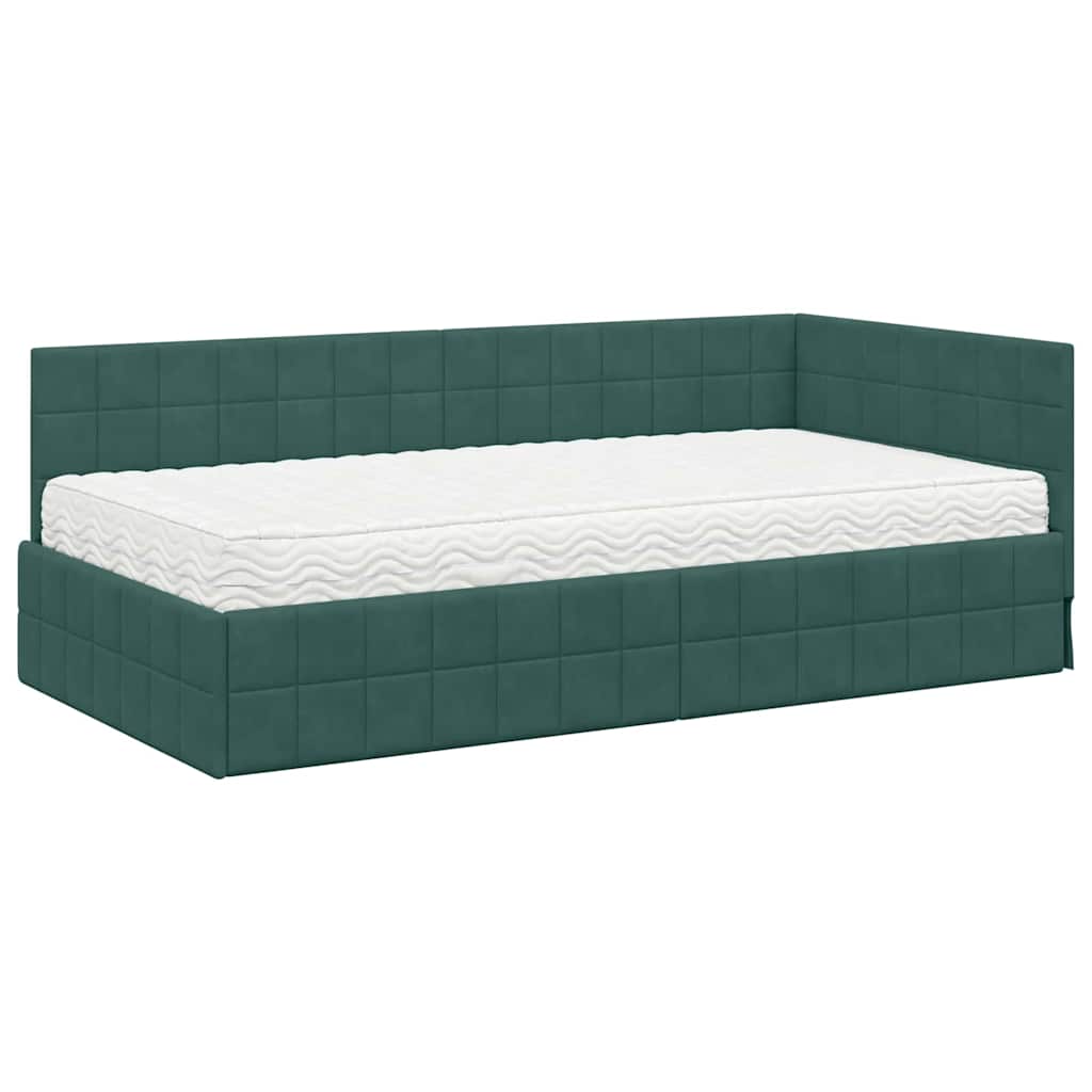 Hoekbedframe met Matras met hoofdeinde 2 pcs Groen Fluweel is nu te koop bij PeponiXL, paradijselijk wonen!
