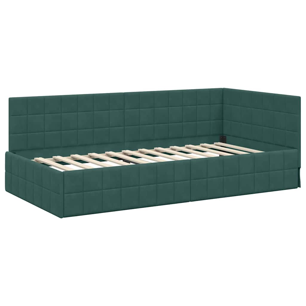 Hoekbedframe met Matras met hoofdeinde 2 pcs Groen Fluweel is nu te koop bij PeponiXL, paradijselijk wonen!