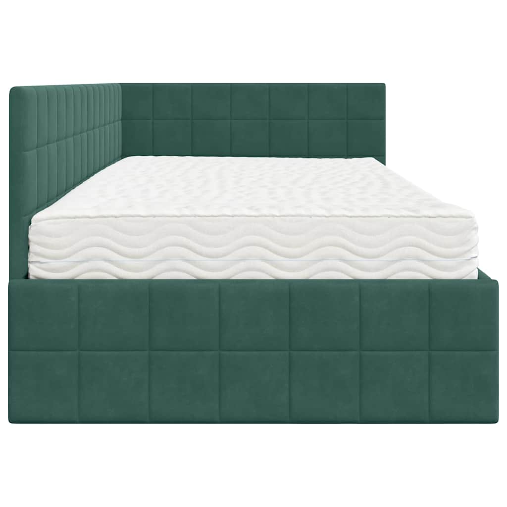 Hoekbedframe met Matras met hoofdeinde 2 pcs Groen Fluweel is nu te koop bij PeponiXL, paradijselijk wonen!