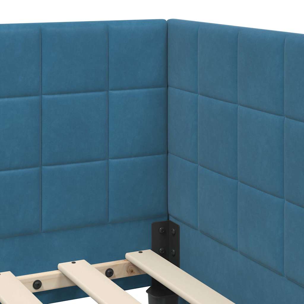 Hoekbedframe met Matras met hoofdeinde 2 pcs Blauw Fluweel is nu te koop bij PeponiXL, paradijselijk wonen!