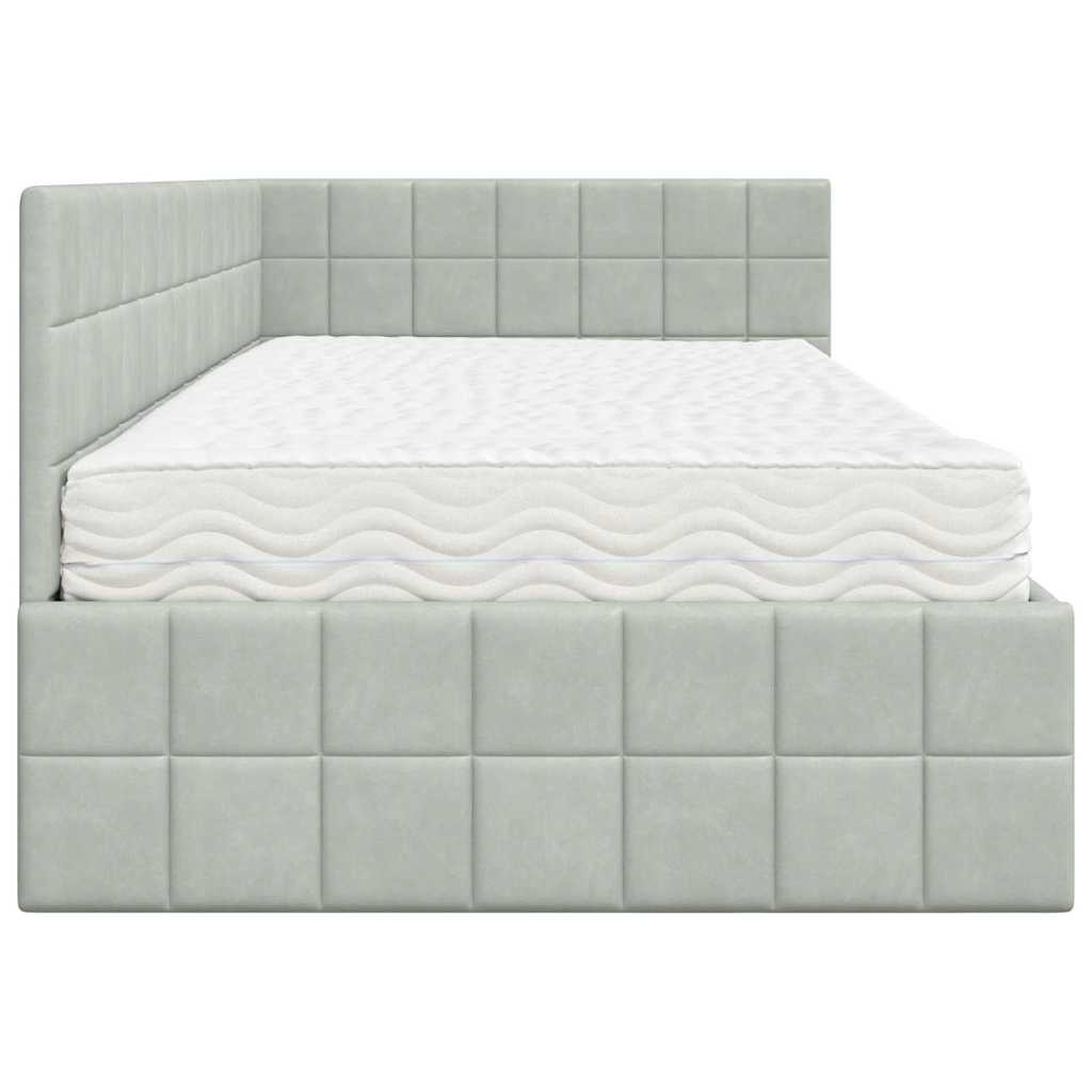Hoekbedframe met Matras met hoofdeinde 2 pcs Lichtgrijs Fluweel is nu te koop bij PeponiXL, paradijselijk wonen!