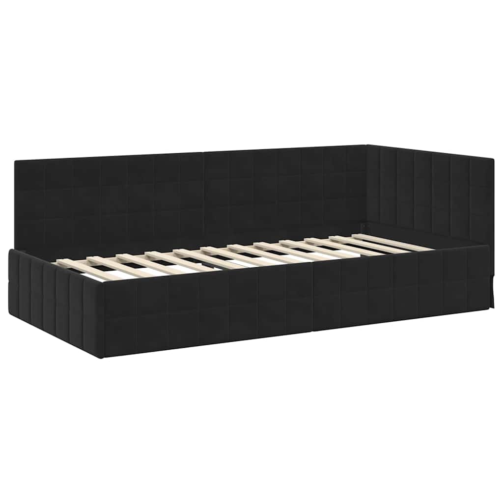 Hoekbedframe met Matras met hoofdeinde 2 pcs Zwart Fluweel