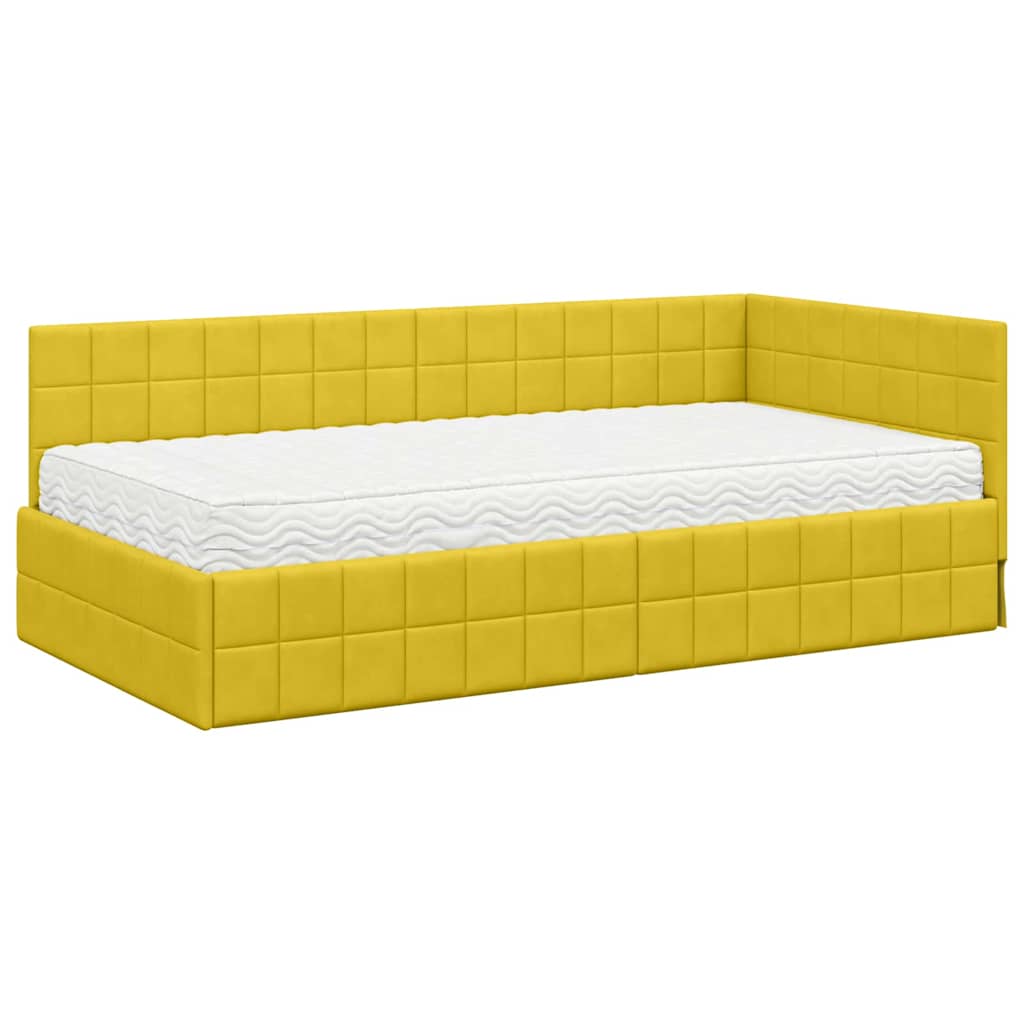 Hoekbedframe met Matras met hoofdeinde 2 pcs Geel Fluweel is nu te koop bij PeponiXL, paradijselijk wonen!