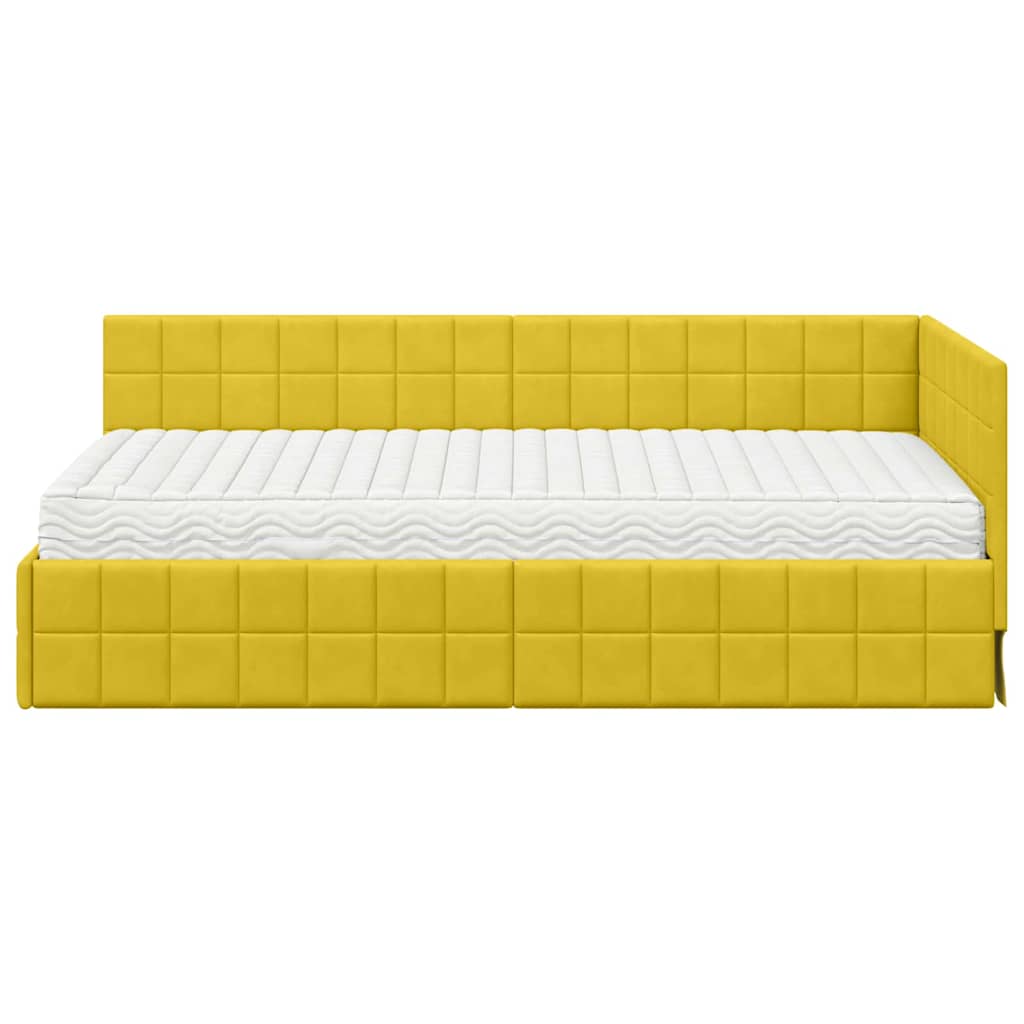 Hoekbedframe met Matras met hoofdeinde 2 pcs Geel Fluweel is nu te koop bij PeponiXL, paradijselijk wonen!