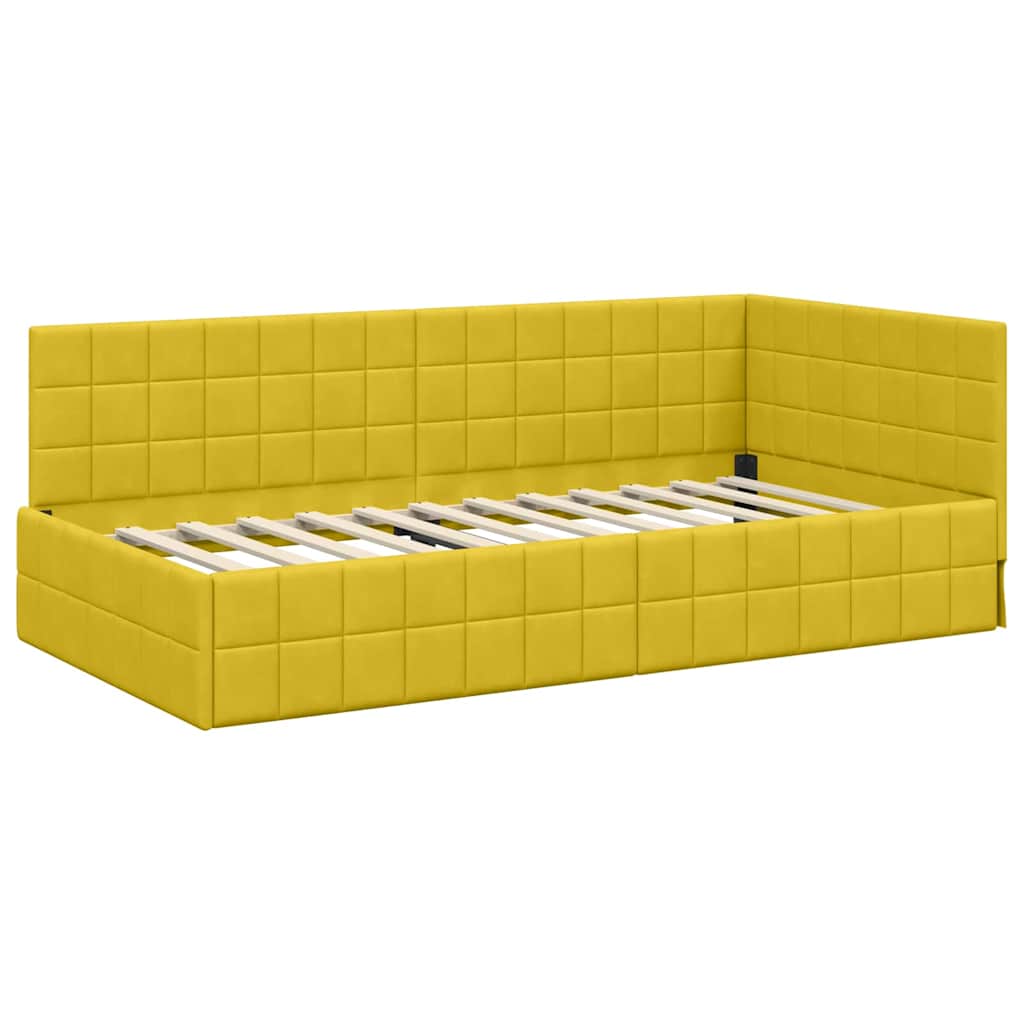 Hoekbedframe met Matras met hoofdeinde 2 pcs Geel Fluweel is nu te koop bij PeponiXL, paradijselijk wonen!
