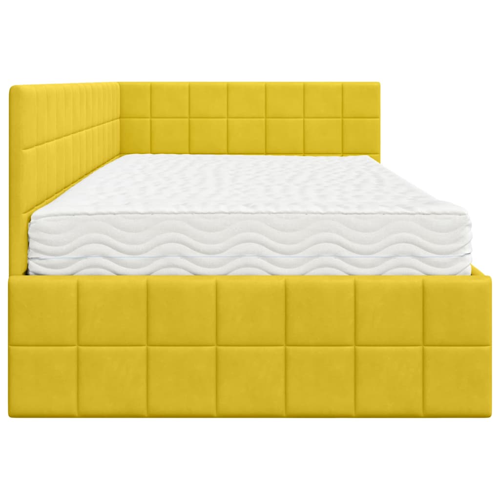 Hoekbedframe met Matras met hoofdeinde 2 pcs Geel Fluweel is nu te koop bij PeponiXL, paradijselijk wonen!
