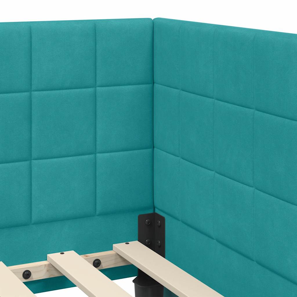 Hoekbedframe met Matras met hoofdeinde 2 pcs Turquoise Fluweel is nu te koop bij PeponiXL, paradijselijk wonen!