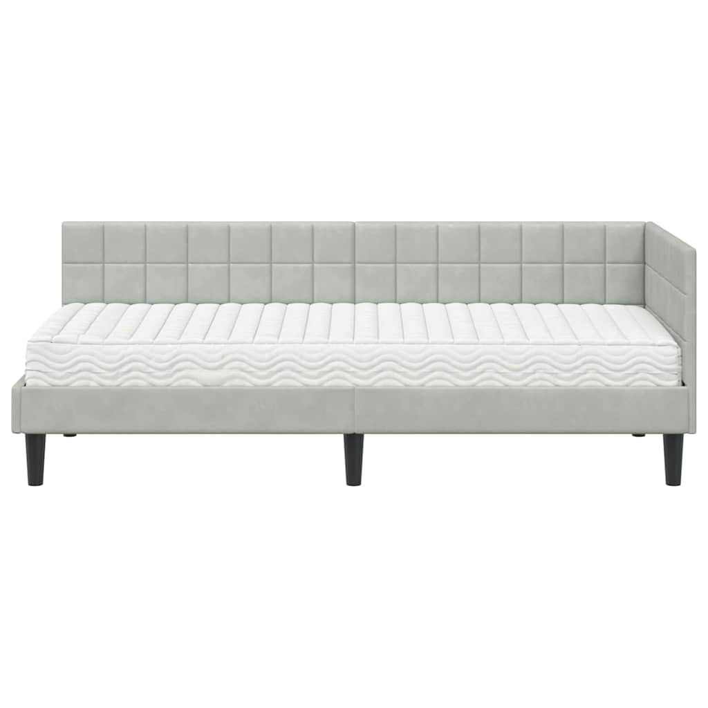Hoekbedframe met Matras met hoofdeinde 2 pcs Lichtgrijs Fluweel is nu te koop bij PeponiXL, paradijselijk wonen!