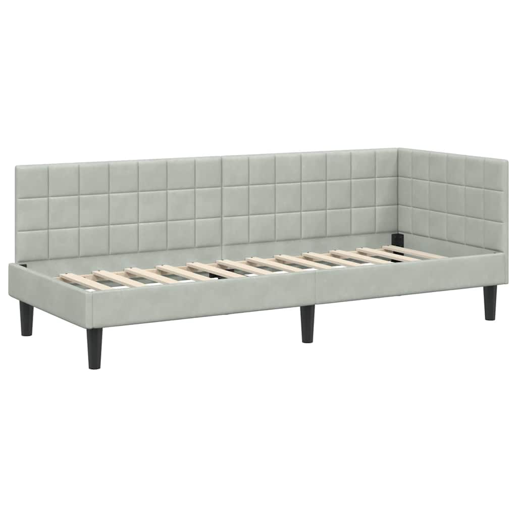 Hoekbedframe met Matras met hoofdeinde 2 pcs Lichtgrijs Fluweel is nu te koop bij PeponiXL, paradijselijk wonen!