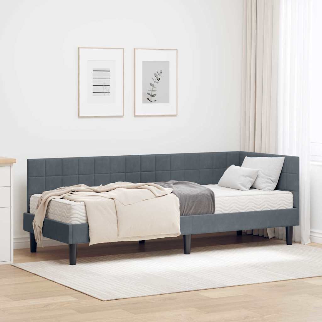 Hoekbedframe met Matras met hoofdeinde 2 pcs Grijs Fluweel is nu te koop bij PeponiXL, paradijselijk wonen!