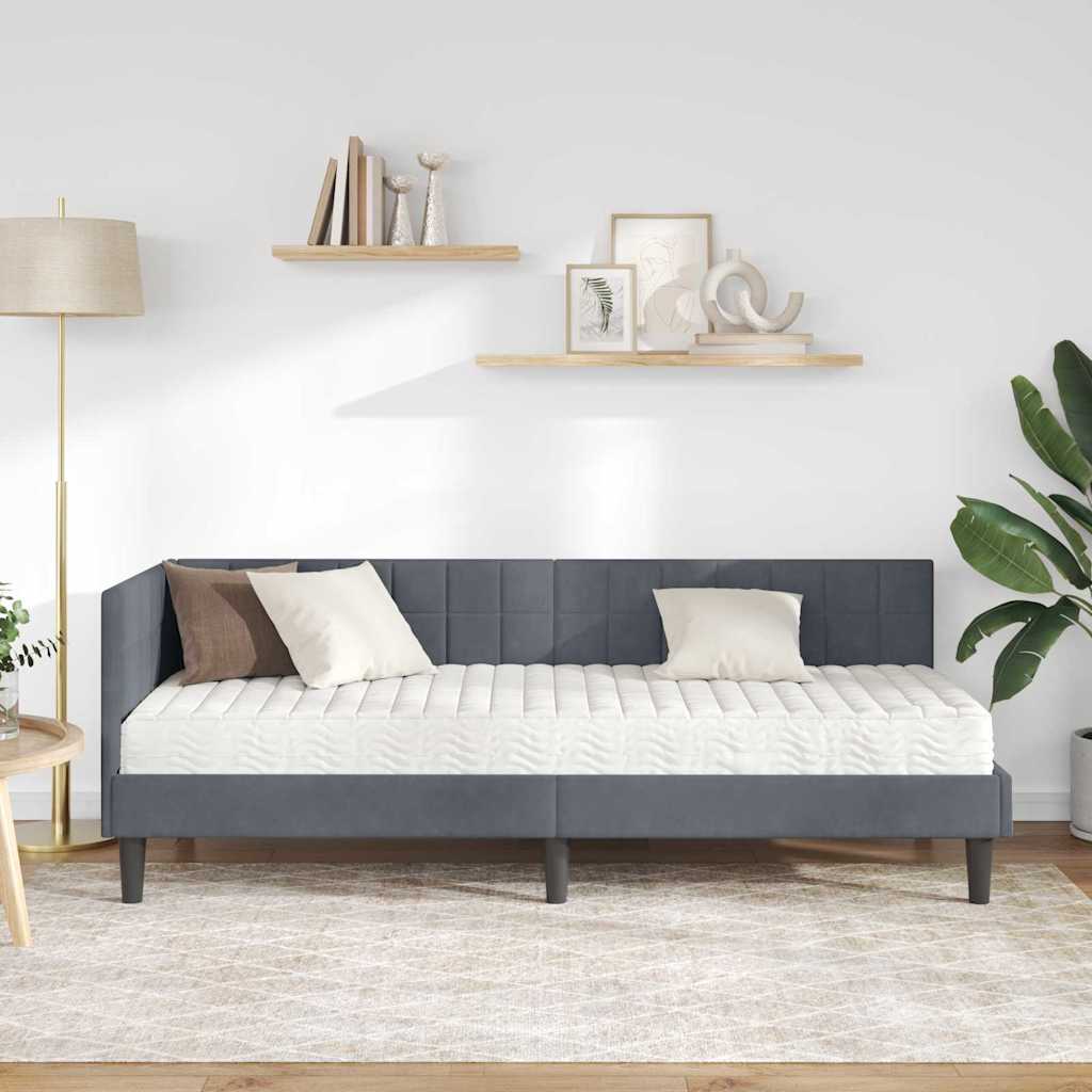 Hoekbedframe met Matras met hoofdeinde 2 pcs Grijs Fluweel is nu te koop bij PeponiXL, paradijselijk wonen!