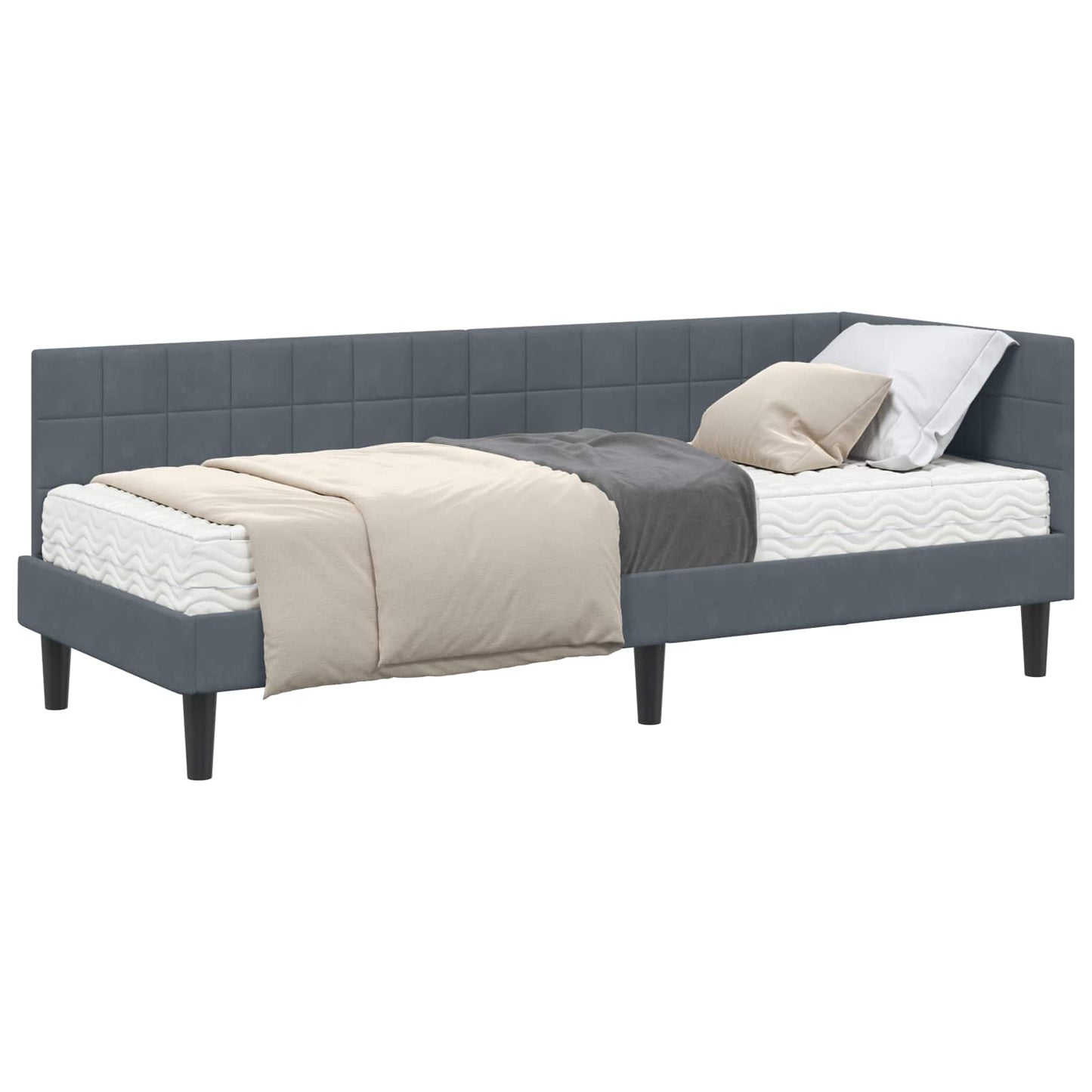 Hoekbedframe met Matras met hoofdeinde 2 pcs Grijs Fluweel is nu te koop bij PeponiXL, paradijselijk wonen!