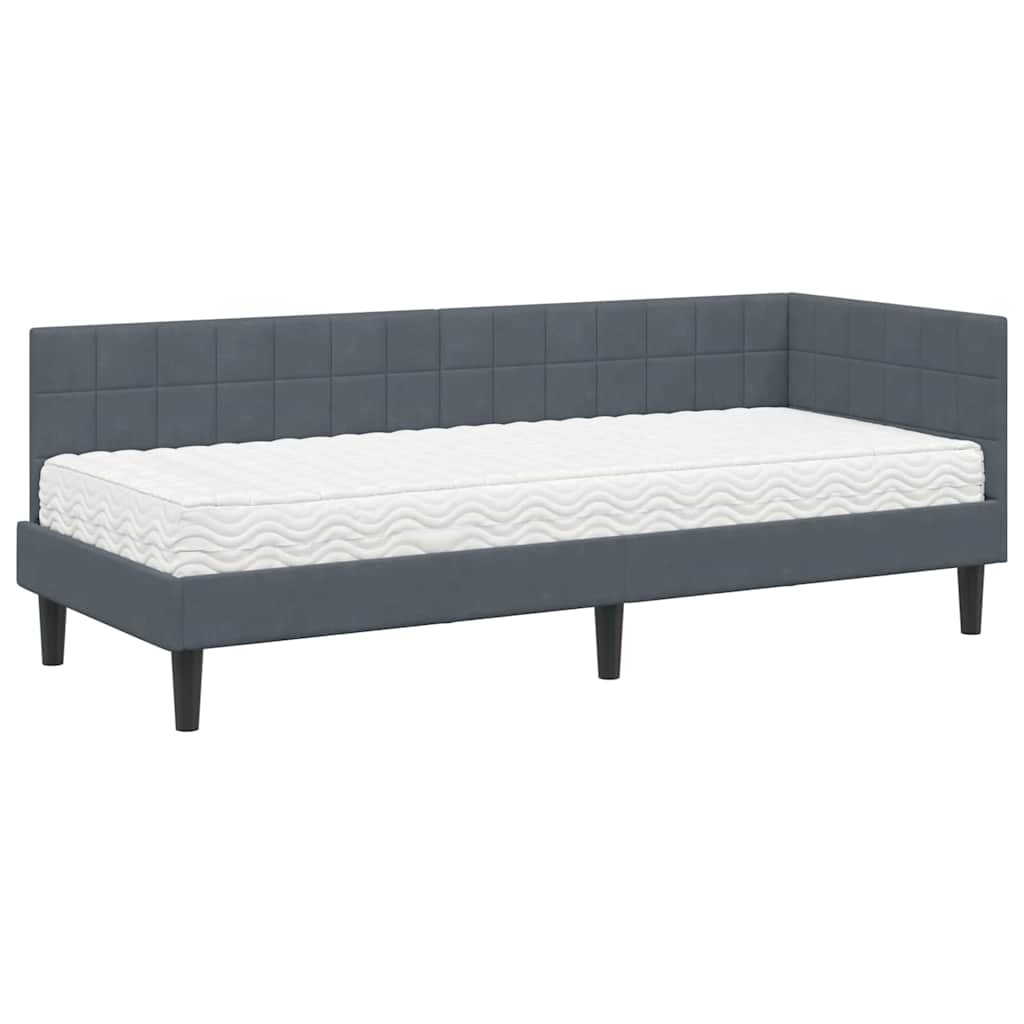Hoekbedframe met Matras met hoofdeinde 2 pcs Grijs Fluweel is nu te koop bij PeponiXL, paradijselijk wonen!