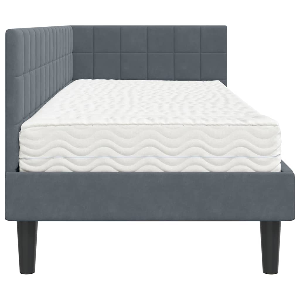 Hoekbedframe met Matras met hoofdeinde 2 pcs Grijs Fluweel is nu te koop bij PeponiXL, paradijselijk wonen!
