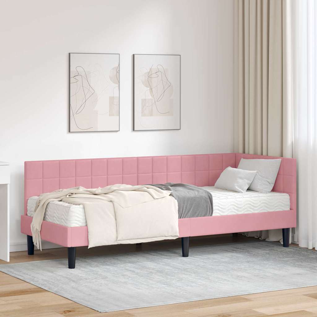 Hoekbedframe met Matras met hoofdeinde 2 pcs Grijs Fluweel is nu te koop bij PeponiXL, paradijselijk wonen!