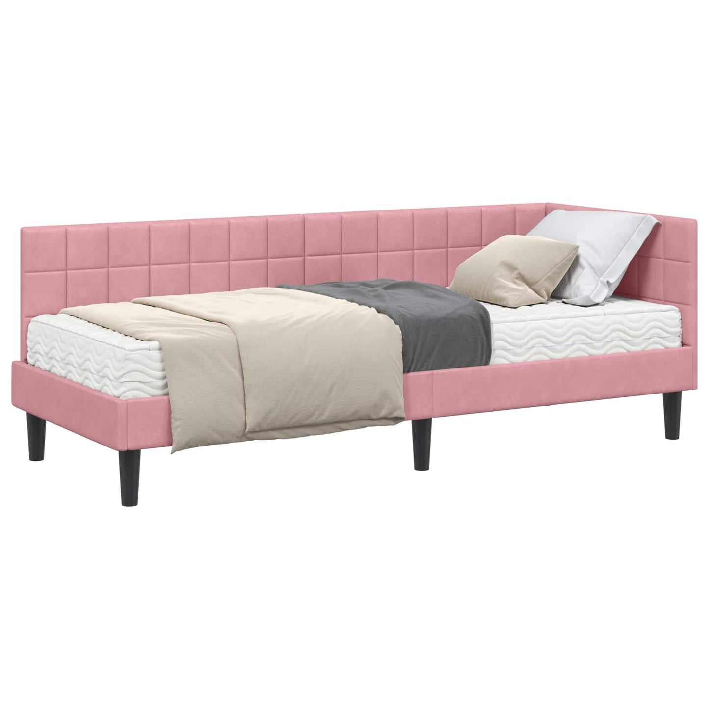 Hoekbedframe met Matras met hoofdeinde 2 pcs Grijs Fluweel is nu te koop bij PeponiXL, paradijselijk wonen!