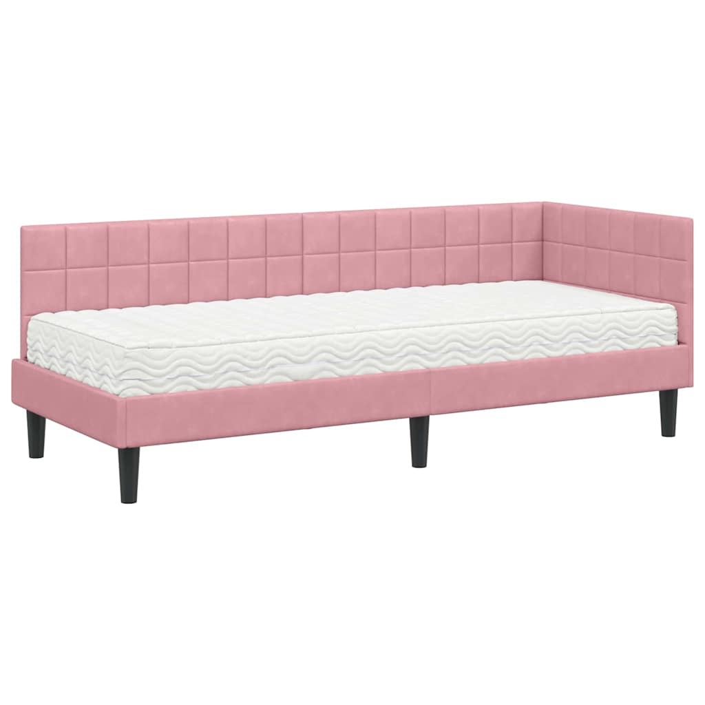 Hoekbedframe met Matras met hoofdeinde 2 pcs Grijs Fluweel is nu te koop bij PeponiXL, paradijselijk wonen!