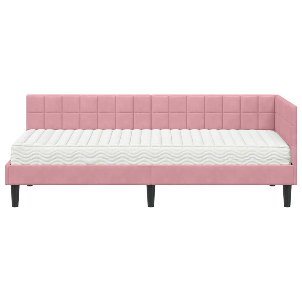 Hoekbedframe met Matras met hoofdeinde 2 pcs Grijs Fluweel is nu te koop bij PeponiXL, paradijselijk wonen!