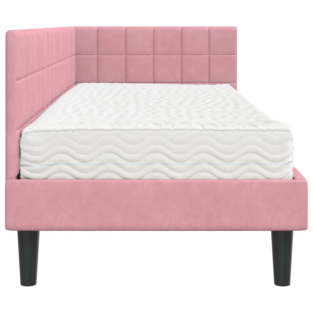Hoekbedframe met Matras met hoofdeinde 2 pcs Grijs Fluweel is nu te koop bij PeponiXL, paradijselijk wonen!