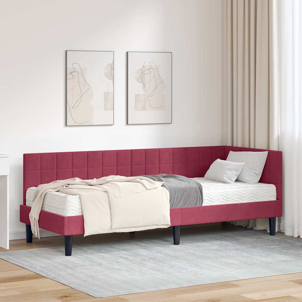 Hoekbedframe met Matras met hoofdeinde 2 pcs Groen Fluweel is nu te koop bij PeponiXL, paradijselijk wonen!