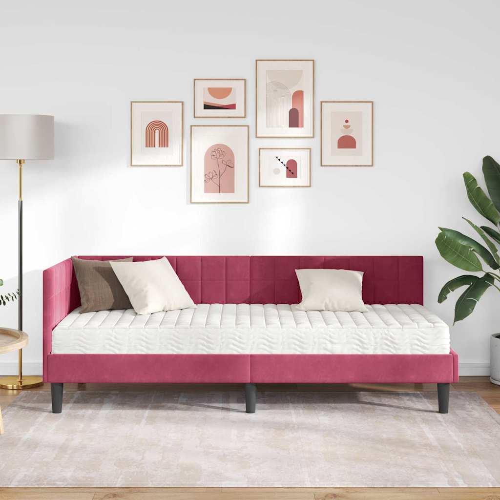 Hoekbedframe met Matras met hoofdeinde 2 pcs Groen Fluweel is nu te koop bij PeponiXL, paradijselijk wonen!