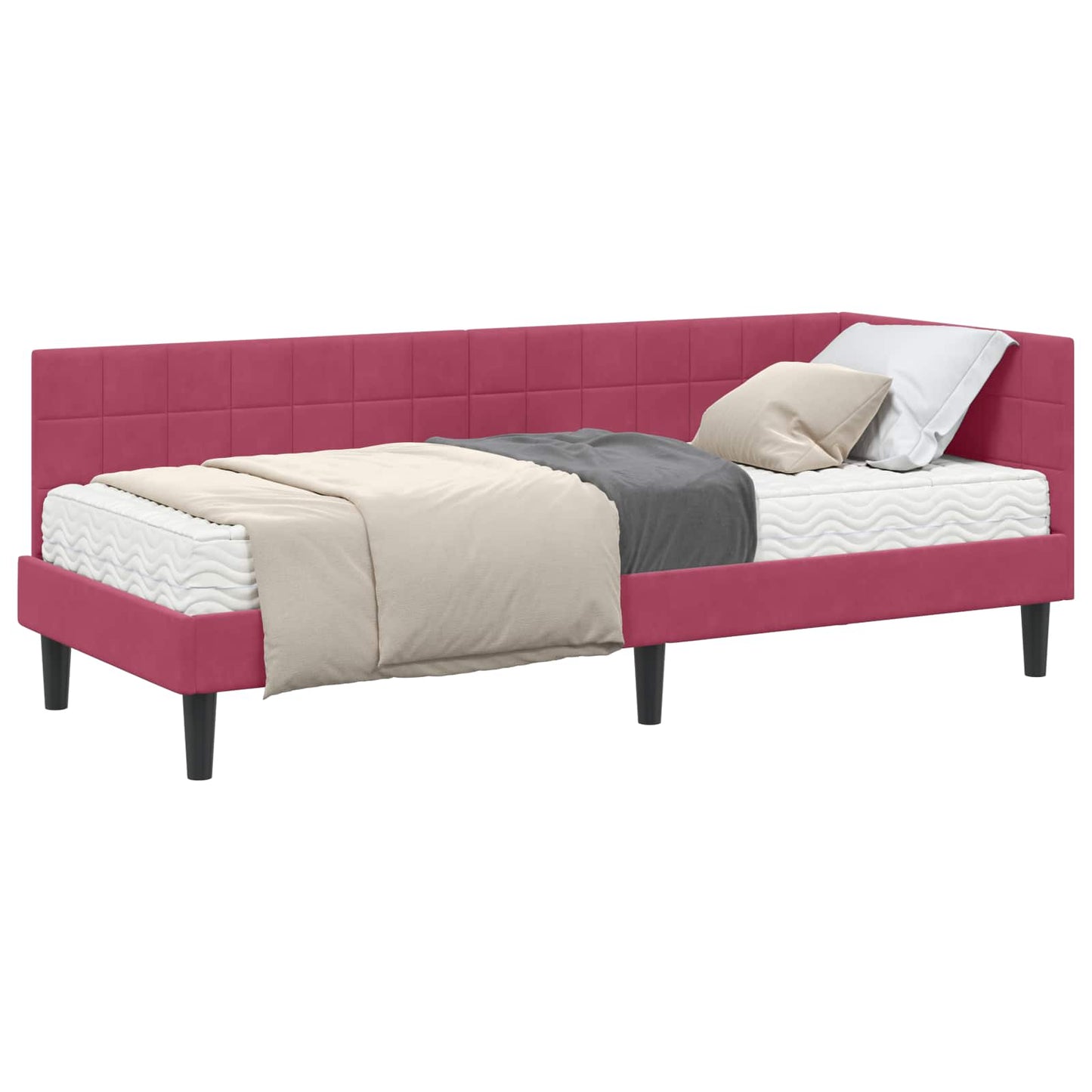 Hoekbedframe met Matras met hoofdeinde 2 pcs Groen Fluweel is nu te koop bij PeponiXL, paradijselijk wonen!