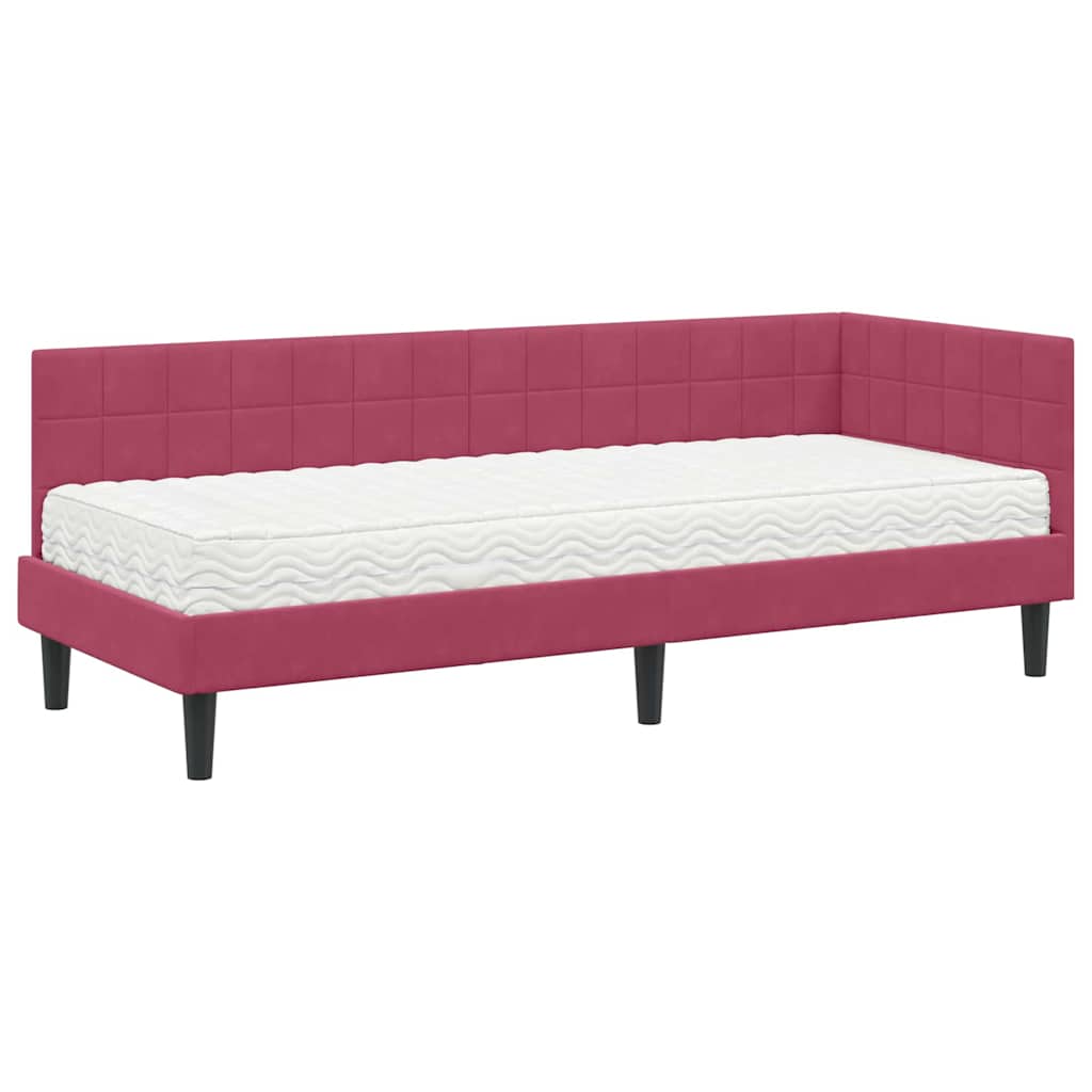 Hoekbedframe met Matras met hoofdeinde 2 pcs Groen Fluweel is nu te koop bij PeponiXL, paradijselijk wonen!