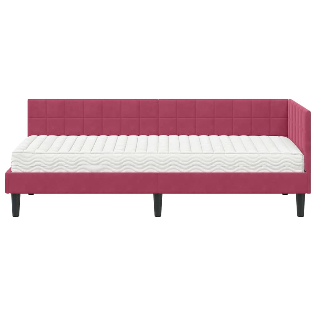 Hoekbedframe met Matras met hoofdeinde 2 pcs Groen Fluweel is nu te koop bij PeponiXL, paradijselijk wonen!