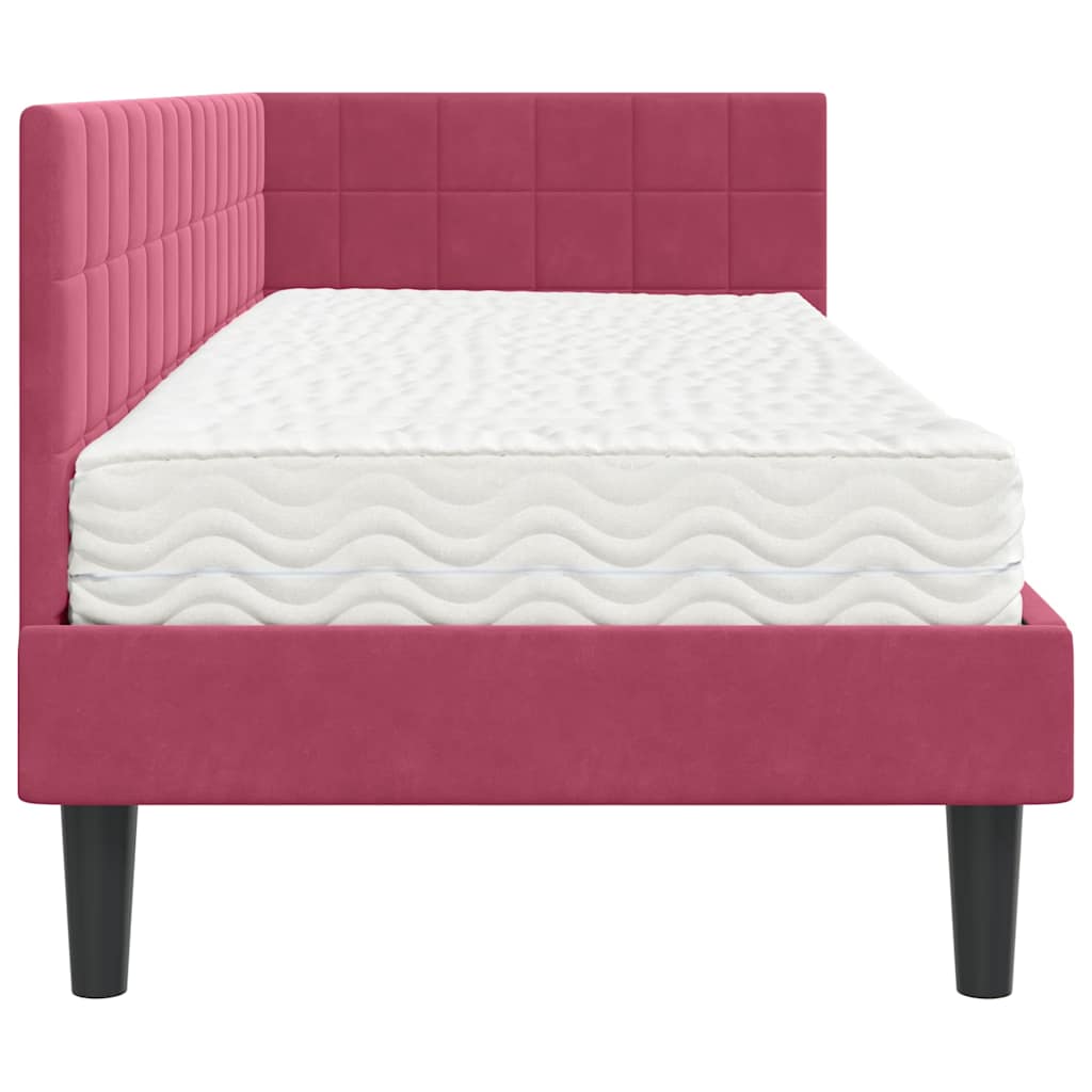 Hoekbedframe met Matras met hoofdeinde 2 pcs Groen Fluweel is nu te koop bij PeponiXL, paradijselijk wonen!