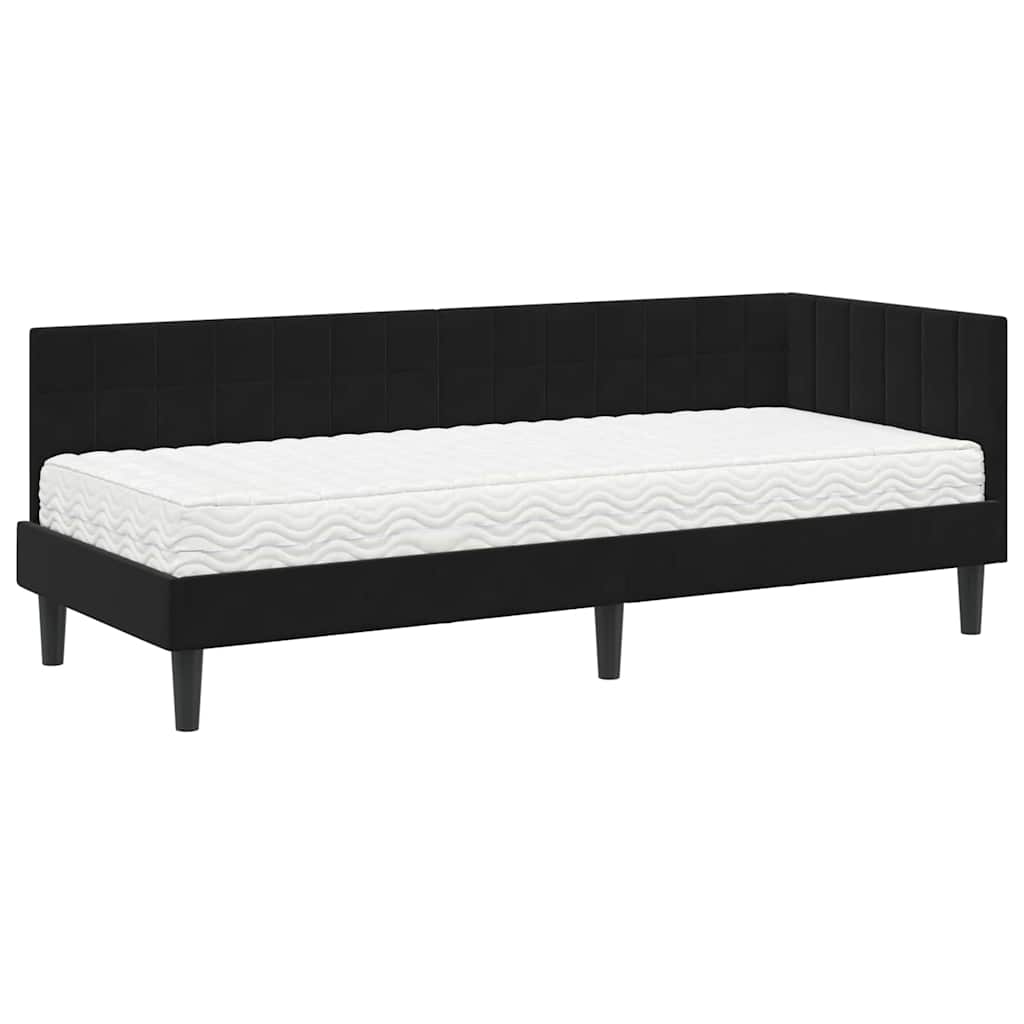 Hoekbedframe met Matras met hoofdeinde 2 pcs Zwart Fluweel is nu te koop bij PeponiXL, paradijselijk wonen!