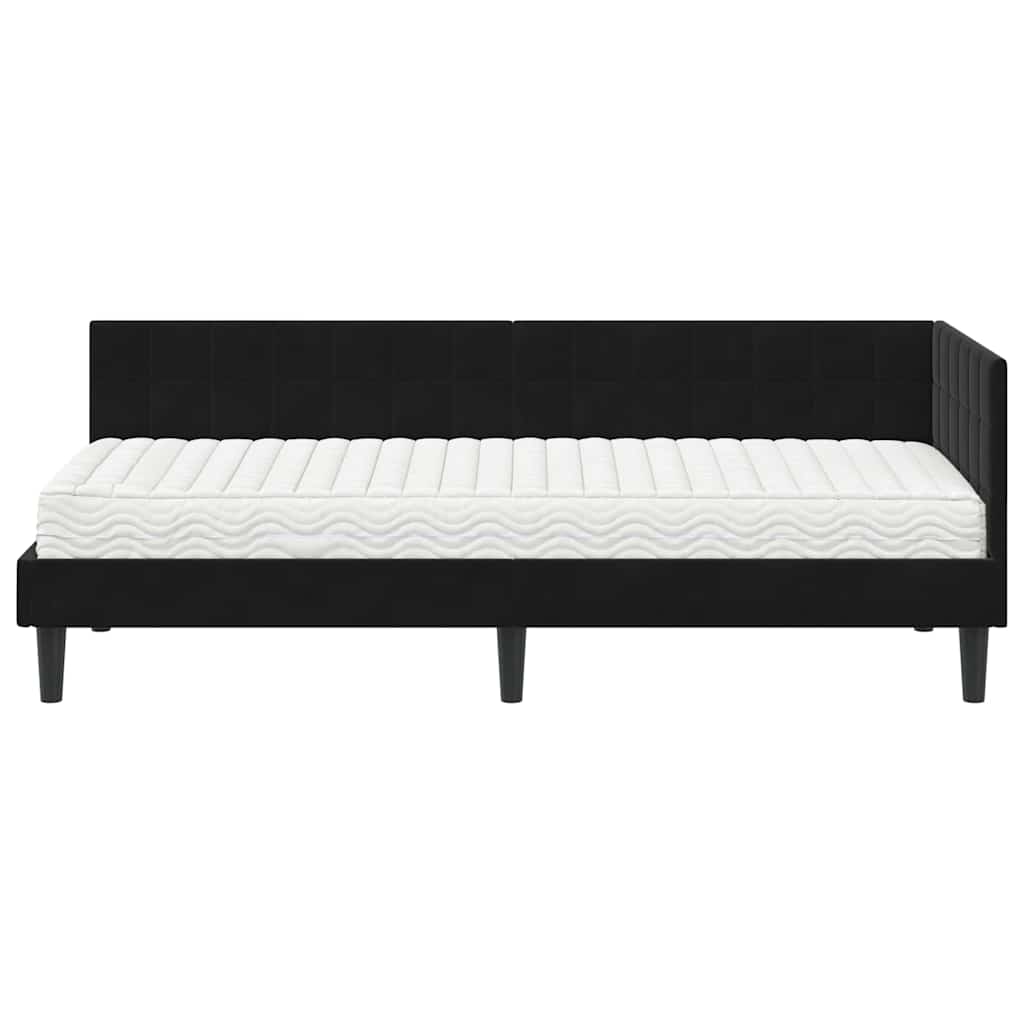 Hoekbedframe met Matras met hoofdeinde 2 pcs Zwart Fluweel is nu te koop bij PeponiXL, paradijselijk wonen!