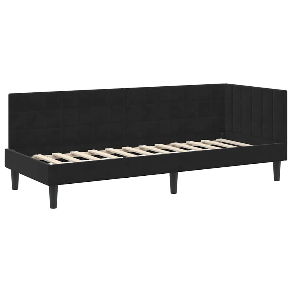 Hoekbedframe met Matras met hoofdeinde 2 pcs Zwart Fluweel is nu te koop bij PeponiXL, paradijselijk wonen!
