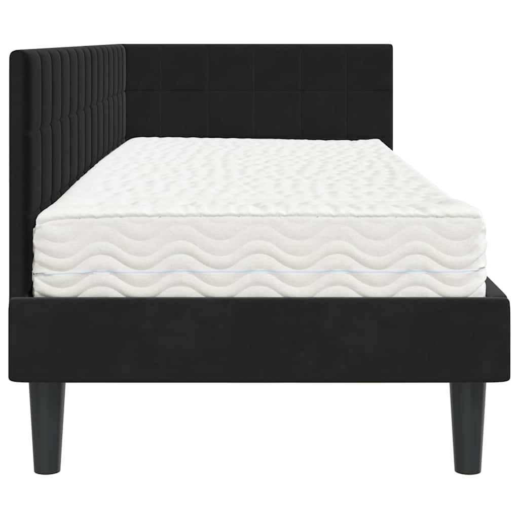 Hoekbedframe met Matras met hoofdeinde 2 pcs Zwart Fluweel is nu te koop bij PeponiXL, paradijselijk wonen!