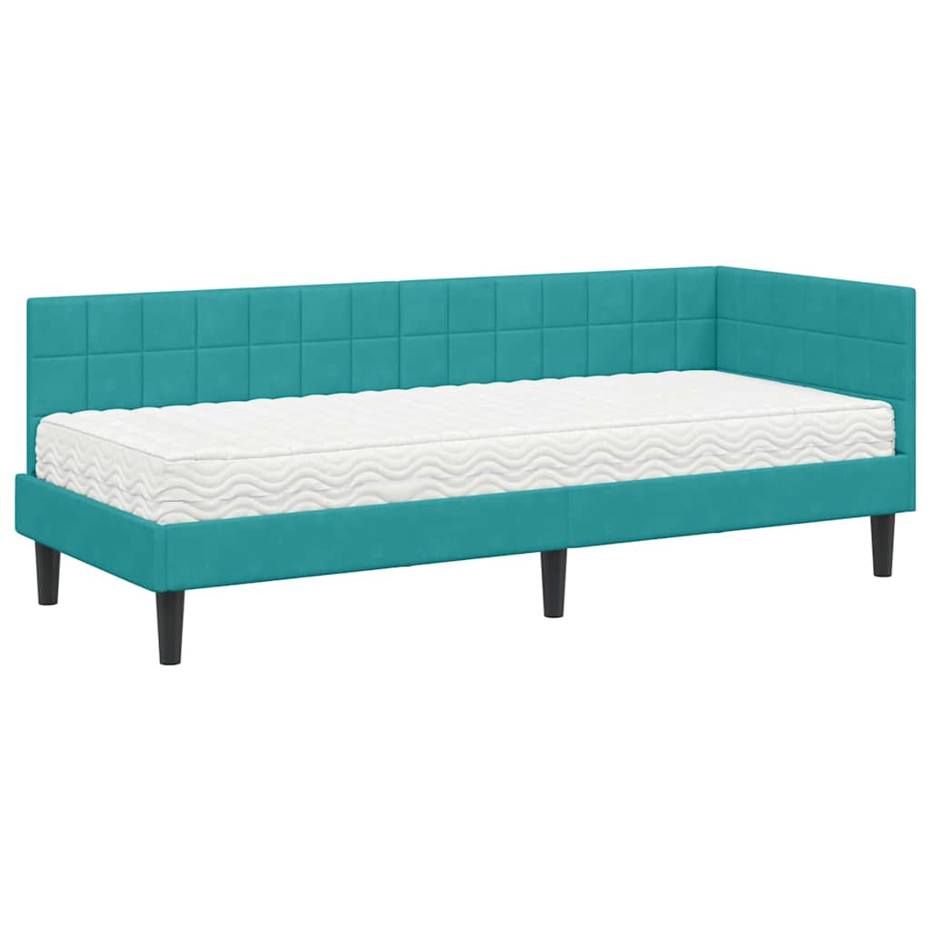 Hoekbedframe met Matras met hoofdeinde 2 pcs Turquoise Fluweel is nu te koop bij PeponiXL, paradijselijk wonen!