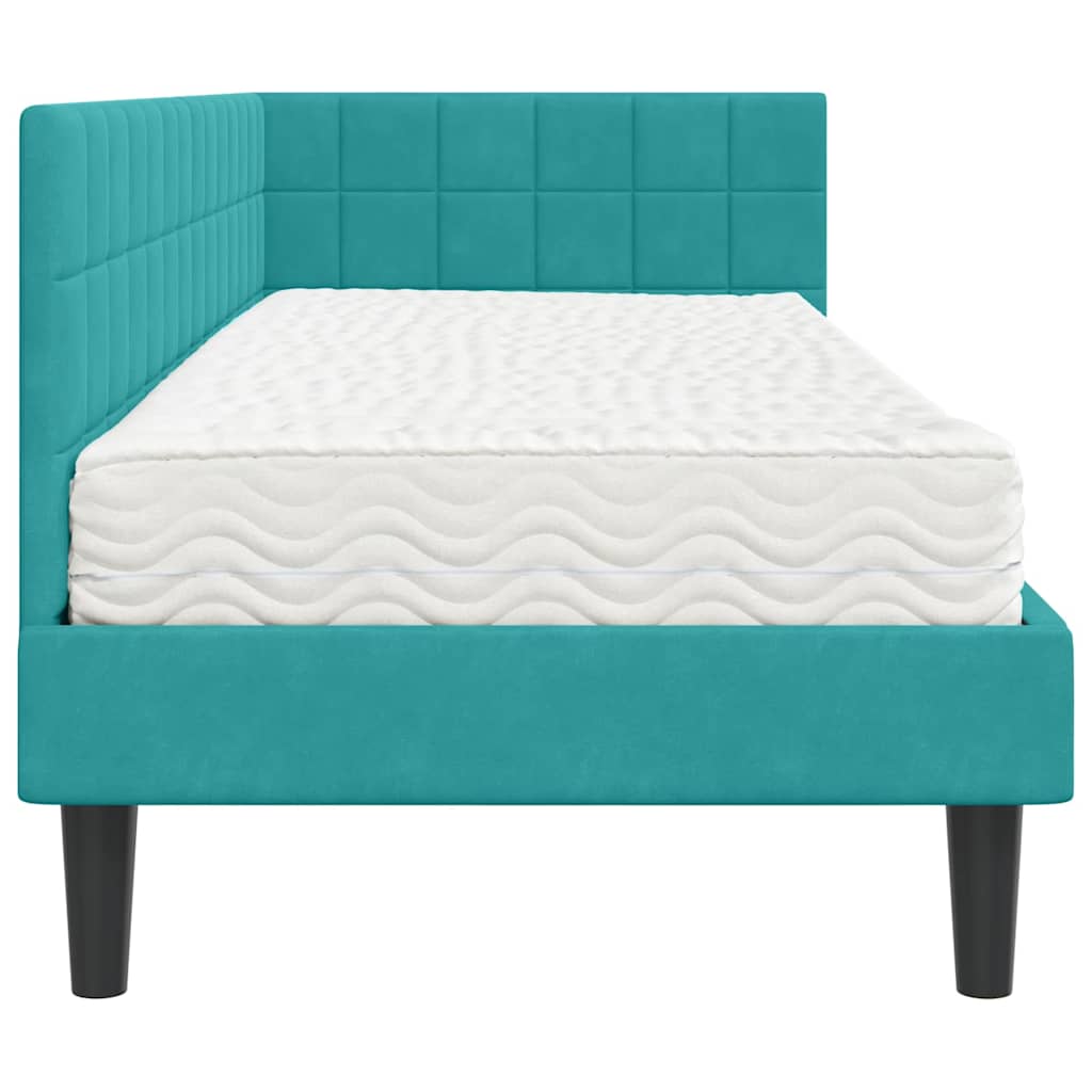 Hoekbedframe met Matras met hoofdeinde 2 pcs Turquoise Fluweel is nu te koop bij PeponiXL, paradijselijk wonen!