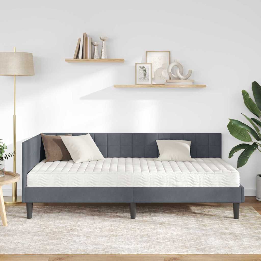 Hoekbedframe met Matras met hoofdeinde 2 pcs Grijs Fluweel is nu te koop bij PeponiXL, paradijselijk wonen!