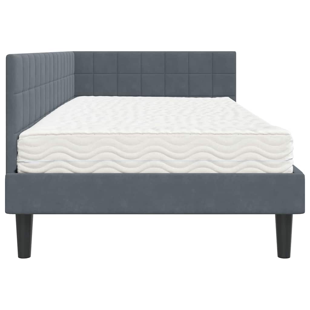 Hoekbedframe met Matras met hoofdeinde 2 pcs Grijs Fluweel is nu te koop bij PeponiXL, paradijselijk wonen!