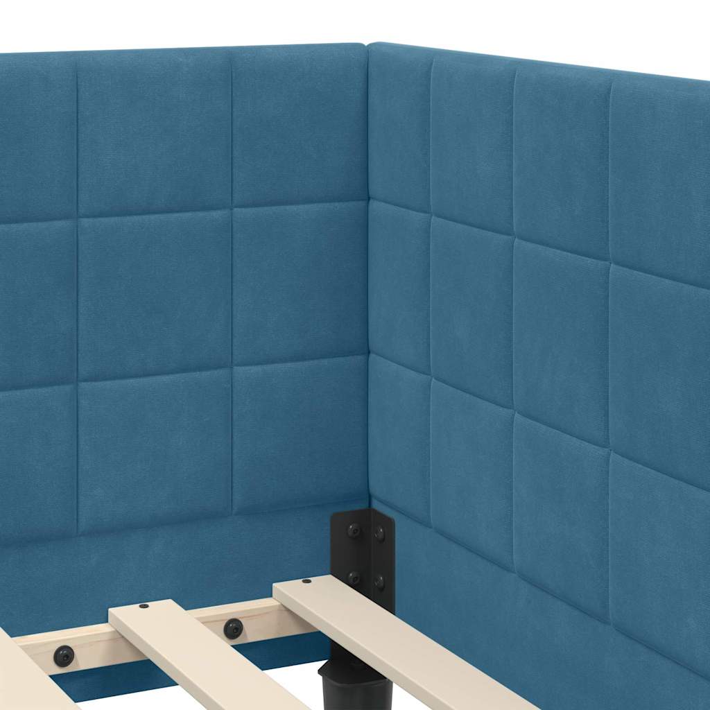 Hoekbedframe met Matras met hoofdeinde 2 pcs Blauw Fluweel is nu te koop bij PeponiXL, paradijselijk wonen!