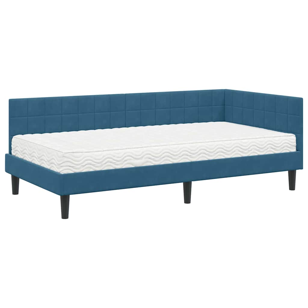 Hoekbedframe met Matras met hoofdeinde 2 pcs Blauw Fluweel is nu te koop bij PeponiXL, paradijselijk wonen!