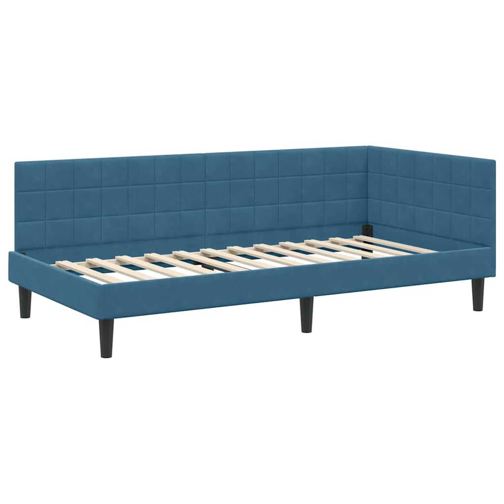 Hoekbedframe met Matras met hoofdeinde 2 pcs Blauw Fluweel is nu te koop bij PeponiXL, paradijselijk wonen!