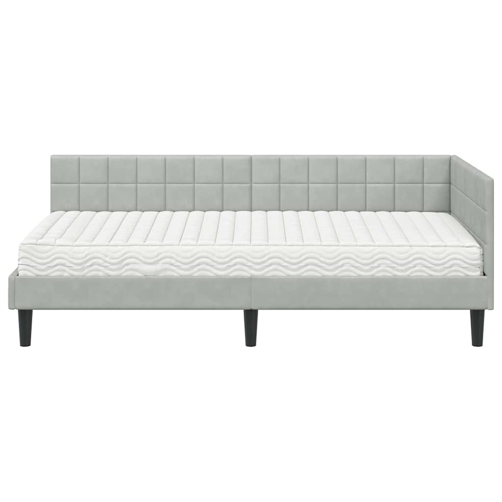 Hoekbedframe met Matras met hoofdeinde 2 pcs Lichtgrijs Fluweel is nu te koop bij PeponiXL, paradijselijk wonen!
