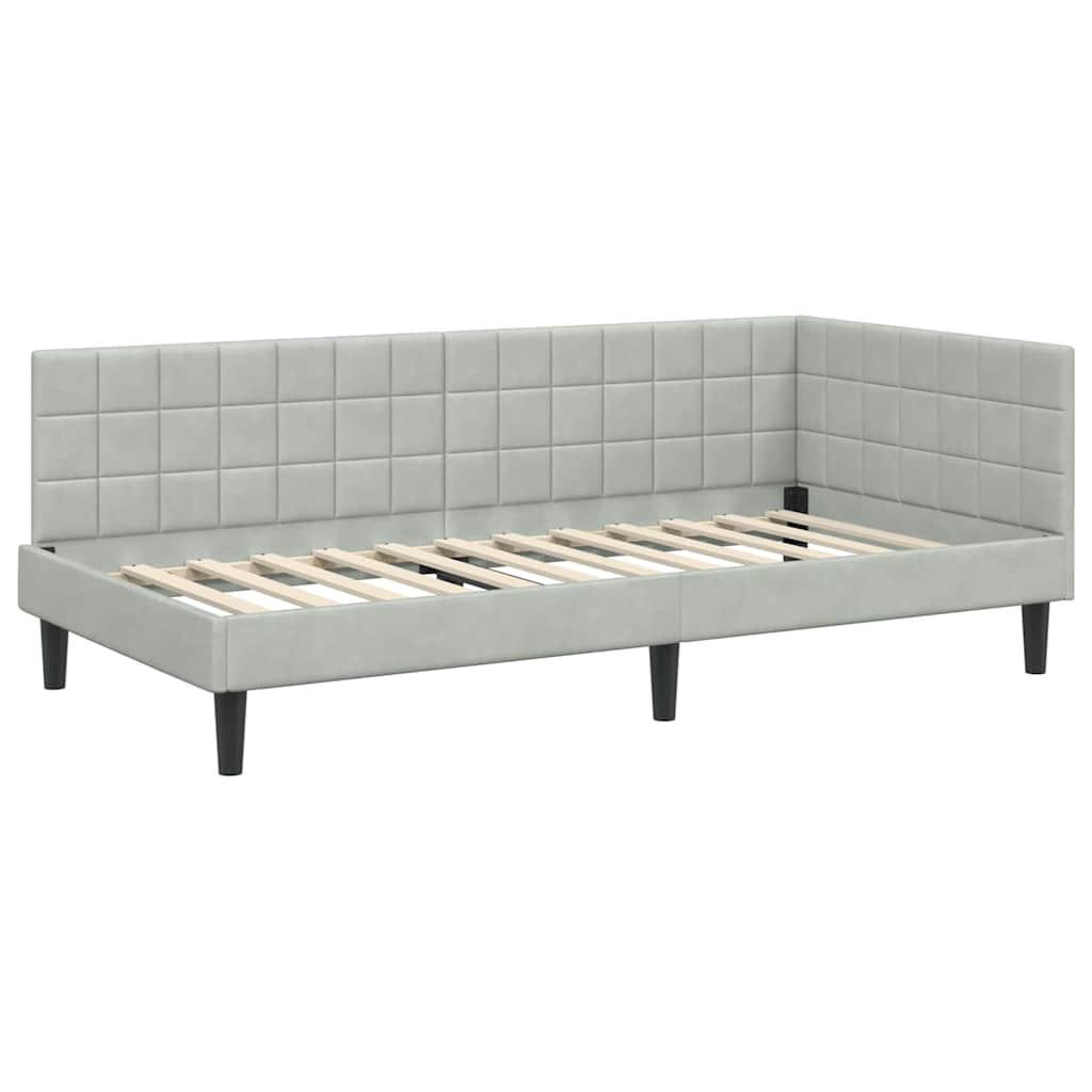 Hoekbedframe met Matras met hoofdeinde 2 pcs Lichtgrijs Fluweel is nu te koop bij PeponiXL, paradijselijk wonen!