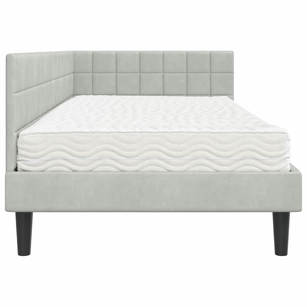Hoekbedframe met Matras met hoofdeinde 2 pcs Lichtgrijs Fluweel is nu te koop bij PeponiXL, paradijselijk wonen!