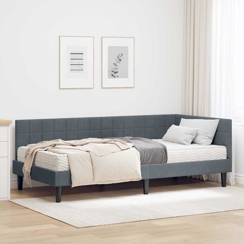 Hoekbedframe met Matras met hoofdeinde 2 pcs Grijs Fluweel is nu te koop bij PeponiXL, paradijselijk wonen!
