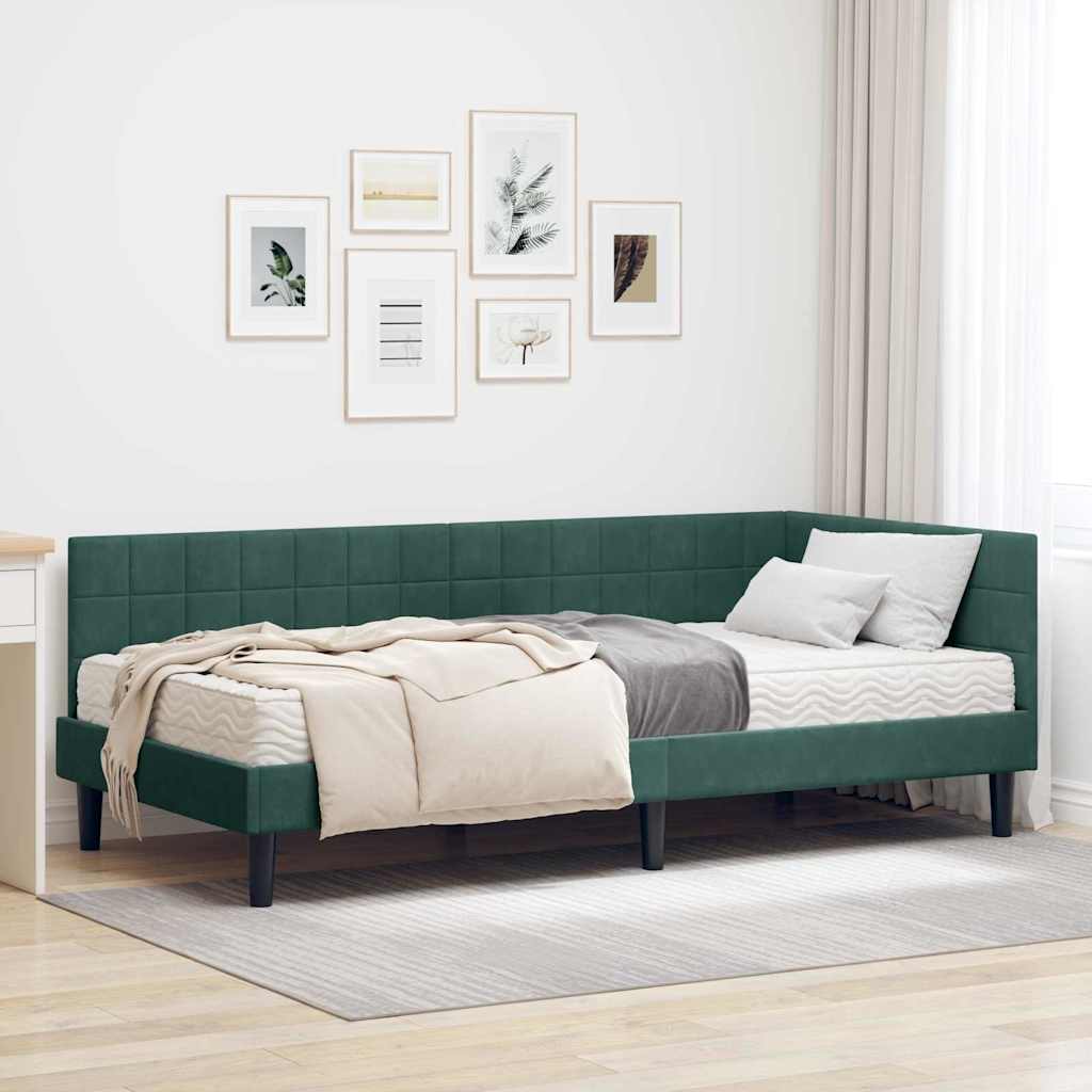 Hoekbedframe met Matras met hoofdeinde 2 pcs Groen Fluweel is nu te koop bij PeponiXL, paradijselijk wonen!