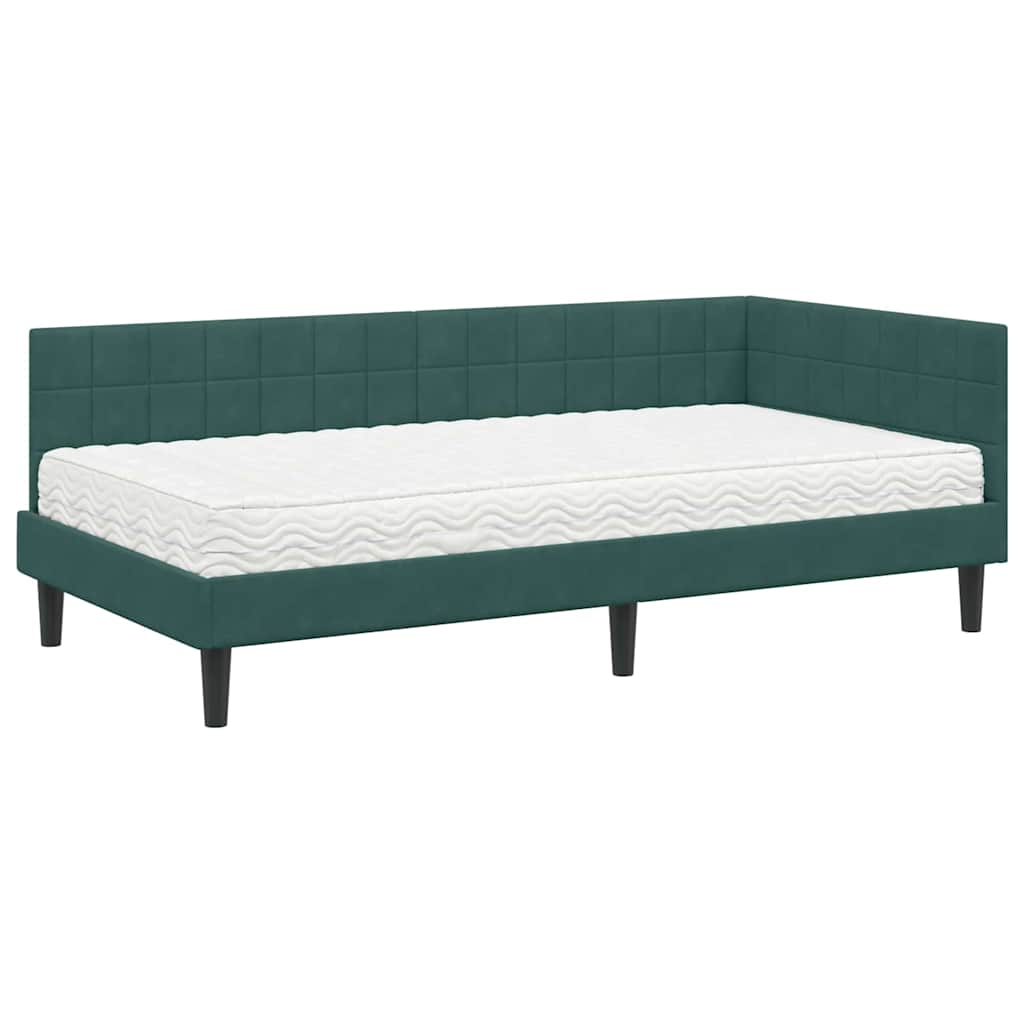 Hoekbedframe met Matras met hoofdeinde 2 pcs Groen Fluweel is nu te koop bij PeponiXL, paradijselijk wonen!