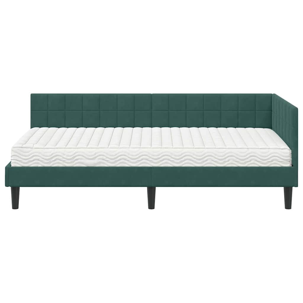 Hoekbedframe met Matras met hoofdeinde 2 pcs Groen Fluweel is nu te koop bij PeponiXL, paradijselijk wonen!